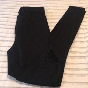 H&M Skinny High Waist Black Denim- Rips